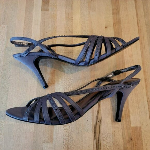Metaphor Grey Rhinestone Strappy Evening Sandals. Size 9.5 - Picture 7 of 9